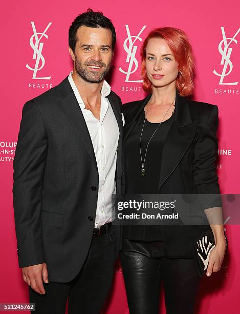 Charlie Clausen and Gemma Lee arrive ahead of a YSL beauty launch at Sydney Town Hall on April 14, 2016 in Sydney, Australia.