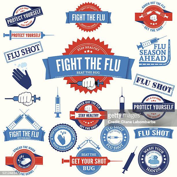 und grippe von hand waschen abzeichen und briefmarken - grippevirus stock-grafiken, -clipart, -cartoons und -symbole