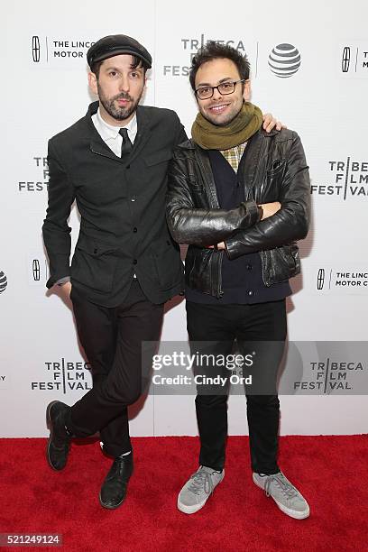 Directors and cast members Mike Ott and Nathan Silver attend the "Actor Martinez" Premiere during the 2016 Tribeca Film Festival at Regal Battery...