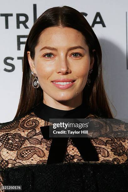 Actress Jessica Biel attends the "The Devil And The Deep Blue Sea" during the 2016 Tribeca Film Festival at John Zuccotti Theater at BMCC Tribeca...