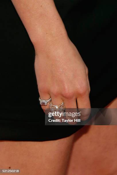 Actress Jessica Biel, ring detail, attends the "The Devil And The Deep Blue Sea" during the 2016 Tribeca Film Festival at John Zuccotti Theater at...