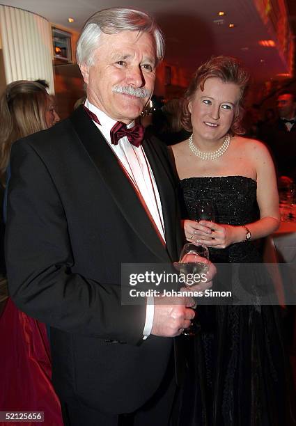 Surgeon Professor Heinrich Netz and Sabine Vogelsgesang attend the Rosenball Ball at Hotel Bayerischer Hof on February 2, 2005 in Munich, Germany.