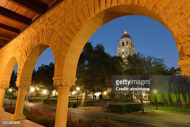 night view of stanford university campus - stanford university campus stock pictures, royalty-free photos & images