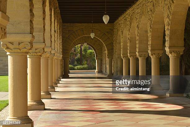 hallway in stanford university - stanford university campus stock pictures, royalty-free photos & images