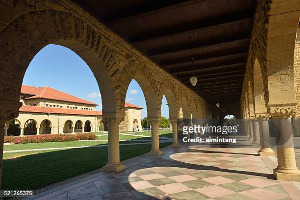 main quad architecture in stanford university - stanford v california stock pictures, royalty-free photos & images