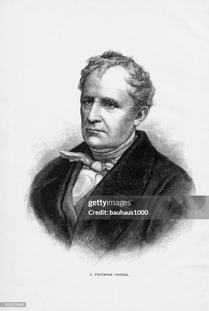 American Author James Fenimore Cooper Engraving, Circa1840