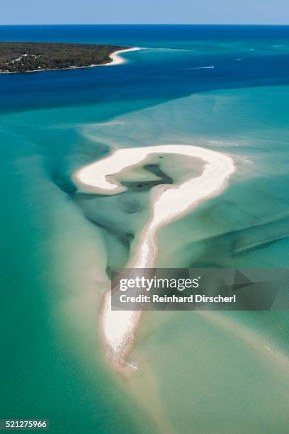 aerial view of moreton bay, australia - sandbar stock pictures, royalty-free photos & images