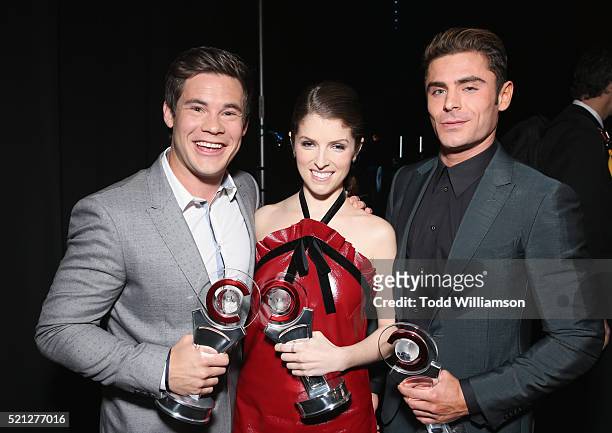 Actor/comedian Adam DeVine, actress Anna Kendrick and actor Zac Efron accept the Comedy Stars of the Year Award during the CinemaCon Big Screen...