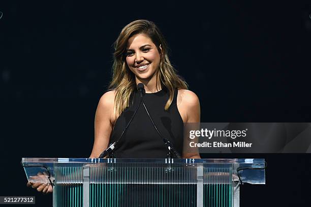 Television personality Liz Hernandez hosts the CinemaCon Big Screen Achievement Awards brought to you by the Coca-Cola Company at The Colosseum at...