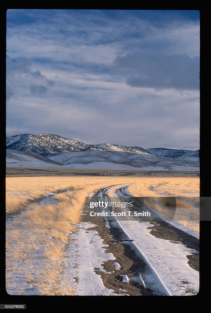 Snow on Dirt Road in Reese River Valley