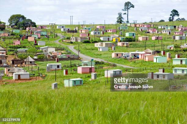 colorful cabins in village in zululand - zululand bildbanksfoton och bilder