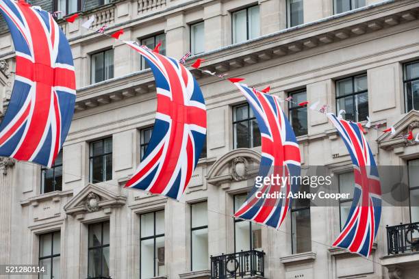 flags for the queen diamond jubilee in london, uk. - union jack stock-fotos und bilder