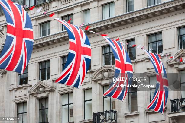 flags for the queen diamond jubilee in london, uk. - union jack stock pictures, royalty-free photos & images