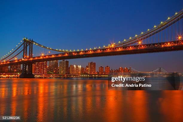 manhattan and williamsburg bridge - williamsburg bridge stock pictures, royalty-free photos & images