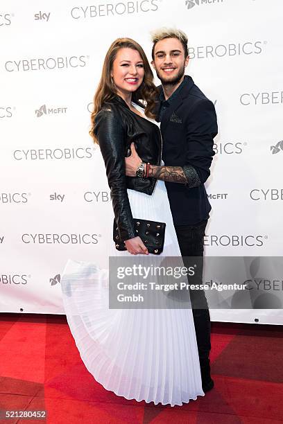 Joelina Drews and Marc Aurel attend the 'World of Cyberobics' presentation on April 14, 2016 in Berlin, Germany.