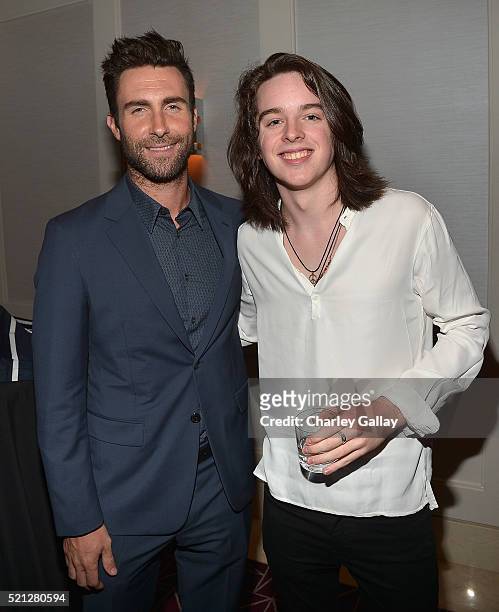 Musician Adam Levine and actor Ferdia Walsh-Peelo attend a special screening of "Sing Street" hosted by The Weinstein Company and Adam Levine at The...