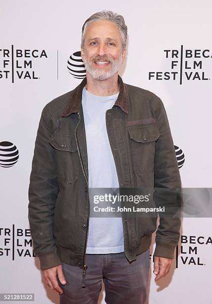 Jon Stewart attends "After Spring" premiere during 2016 Tribeca Film Festival at Chelsea Bow Tie Cinemas on April 14, 2016 in New York City.