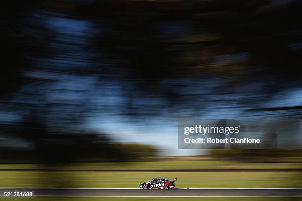 Todd Kelly drives the Nissan Motorsport Nissan during practice ahead of the Phillip Island SuperSprint at Phillip Island Grand Prix Circuit on April...