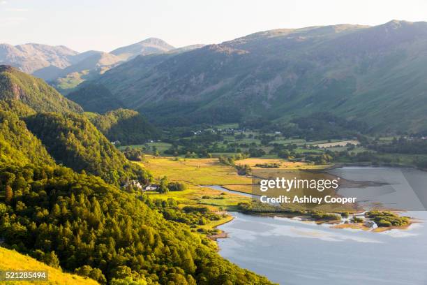 borrowdale in evening light above keswick, lake district, uk. - cumbria stock pictures, royalty-free photos & images