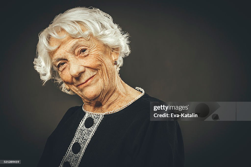 Close-up portrait of a beautiful senior lady
