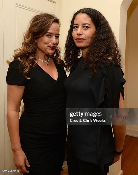 Jade Jagger and Karis Jagger attend the launch of Jade Jagger's new fine jewelry collection at Chateau Marmont on April 14, 2016 in Los Angeles,...