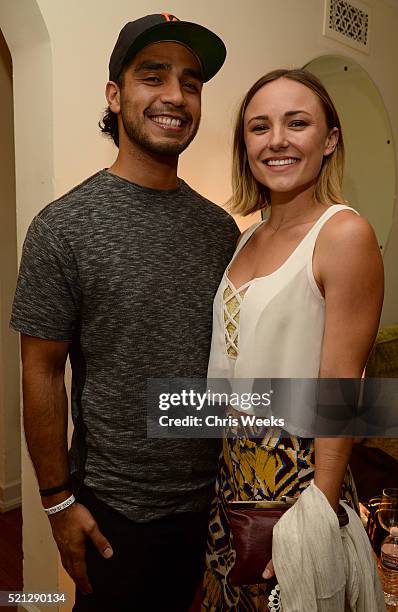 Danny Dias and actress Briana Evigan attend the launch of Jade Jagger's new fine jewelry collection at Chateau Marmont on April 14, 2016 in Los...