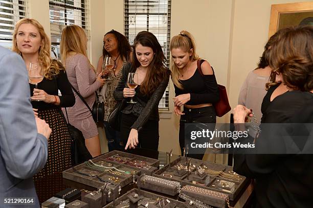 Guests attend the launch of Jade Jagger's new fine jewelry collection at Chateau Marmont on April 14, 2016 in Los Angeles, California.