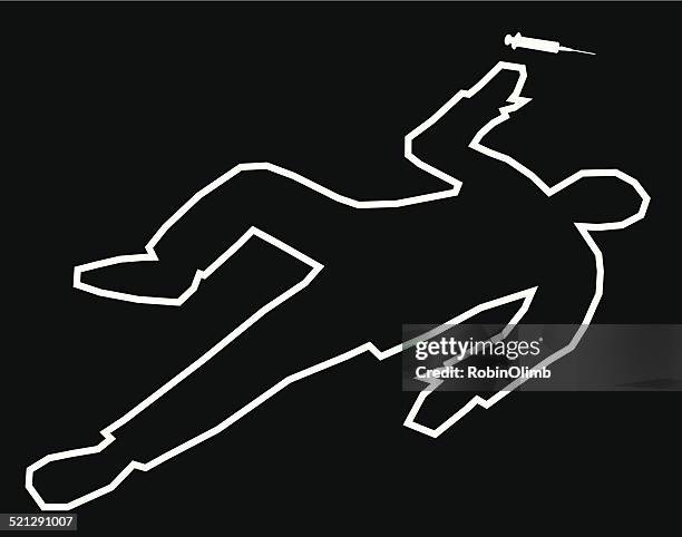 kontur drogenkonsum-überdosis - crime scene stock-grafiken, -clipart, -cartoons und -symbole