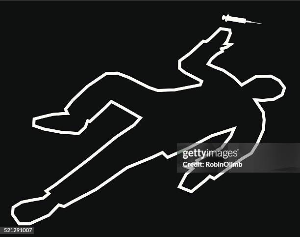 illustrations, cliparts, dessins animés et icônes de corps contour overdose de drogue - mort description physique