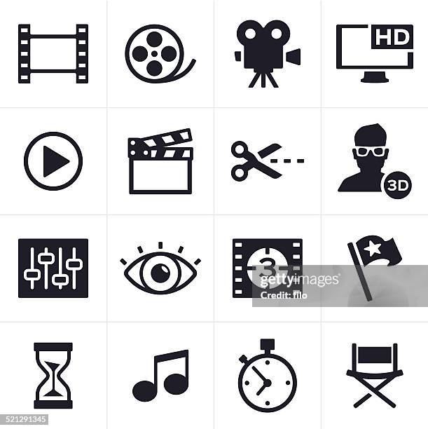 stockillustraties, clipart, cartoons en iconen met movie making and video editing icons - cutting