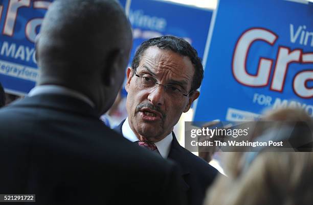 Vincent Gray makes an appearence at a Democrat unity gathering at Judiciary Square as D.C. Mayoral candidates Adrian Fenty and Vincent Gray stump for...