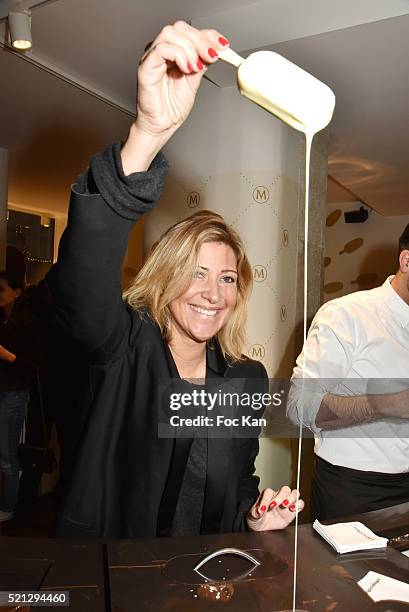 Writer Amanda Sthers attends Magnum Paris Concept Store Rue des Rosiers Opening Party on April 14, 2015 in Paris; France.