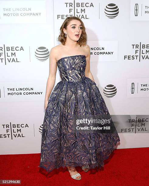 Maisie Williams attends the 'The Devil And The Deep Blue Sea' Premiere during 2016 Tribeca Film Festival at BMCC John Zuccotti Theater on April 14,...