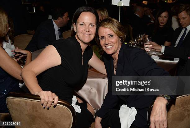 Former tennis player Lindsay Davenport and sportscaster Mary Carillo attend the ADL Entertainment Industry Dinner at The Beverly Hilton Hotel on...