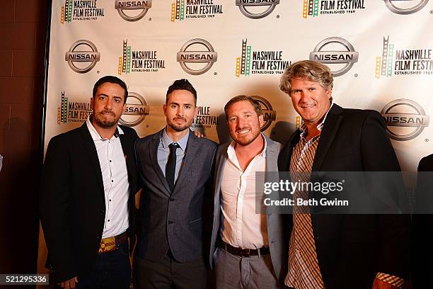 Ian Simon, Ryan Lacen, Anthony Baldino, and Justin Bundy of the film "The Dust Storm" attends the 2016 Nashville Film Festival at Regal Green Hills...