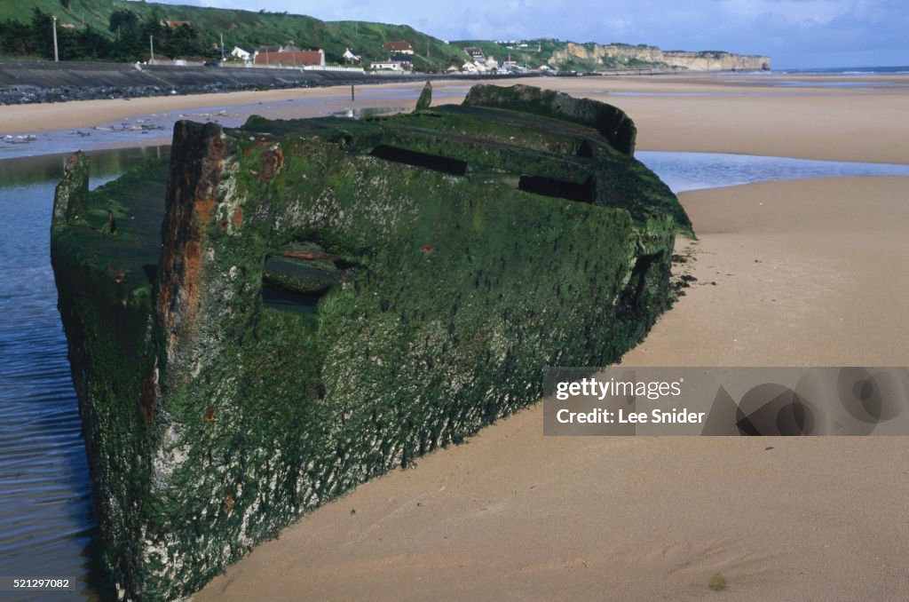 Corroding Military Vessel on Omaha Beach