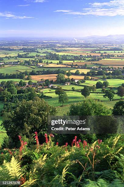 landscape at dursley, cotswold hills, gloucestershire, england - cotswolds - fotografias e filmes do acervo