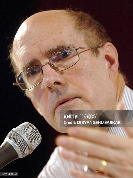 Former US Deputy Secretary of State Strobe Talbott answers a question during a seminar in Madras 04 February 2005. The Observer Research Foundation...