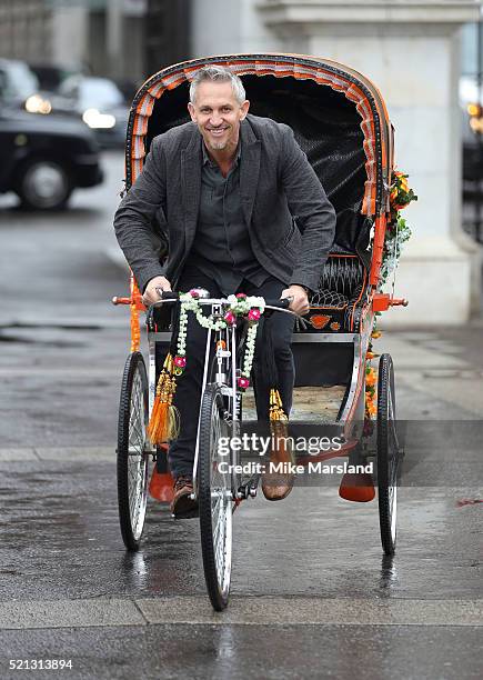 Gary Linker launches 'Walkers Spell & Go' at Marble Arch on April 15, 2016 in London, England.