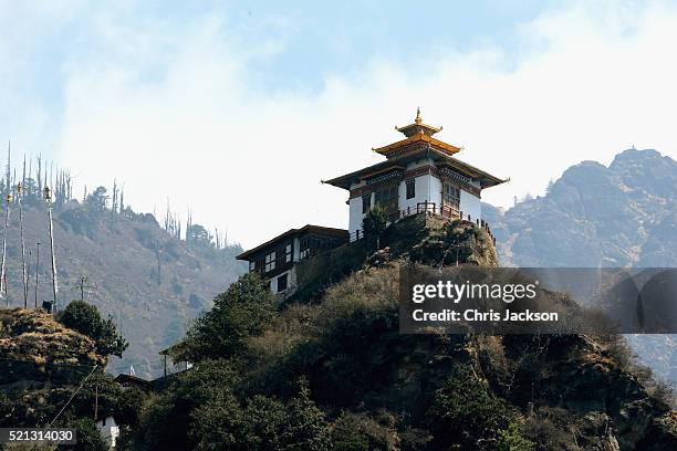 General view of a building near Tiger's Nest on the 15th April 2016 in Thimphu, Bhutan. The Royal couple are visiting Bhutan as part of a week long...