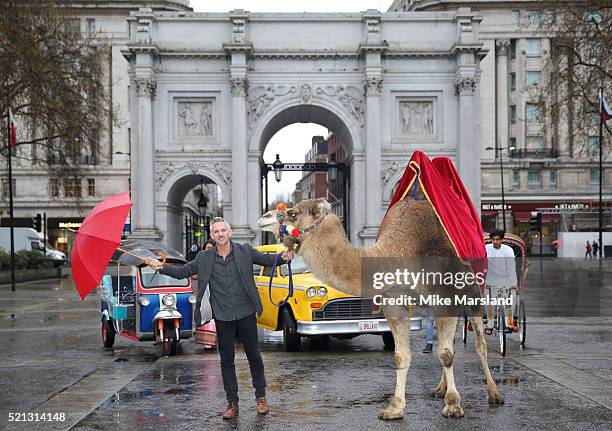 Gary Linker launches 'Walkers Spell & Go' at Marble Arch on April 15, 2016 in London, England.