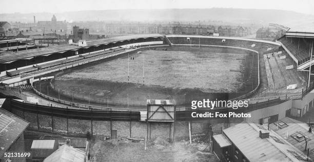 The Cardiff Arms Park rugby stadium ready for a big game between Wales and Scotland, 1st February 1935.