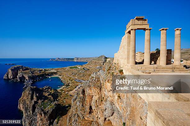 greece, dodecanese, rhodes, lindos acropolis - rhodes,_new_south_wales stock pictures, royalty-free photos & images