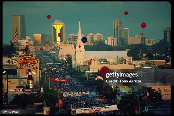 calle ocho festival, miami - parade balloon stock pictures, royalty-free photos & images