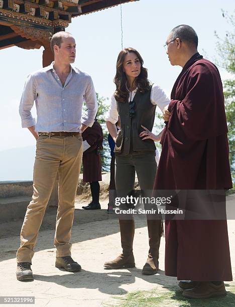 Catherine, Duchess of Cambridge and Prince William, Duke of Cambridge hike to Paro Taktsang, the Tiger's Nest monastery on April 15, 2016 in Paro,...