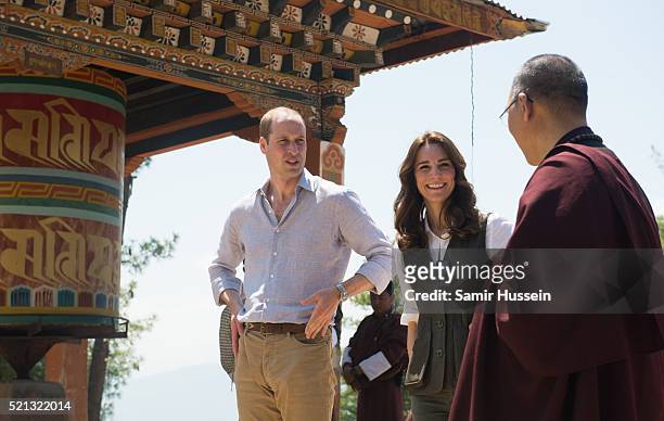 Catherine, Duchess of Cambridge and Prince William, Duke of Cambridge hike to Paro Taktsang, the Tiger's Nest monastery on April 15, 2016 in Paro,...