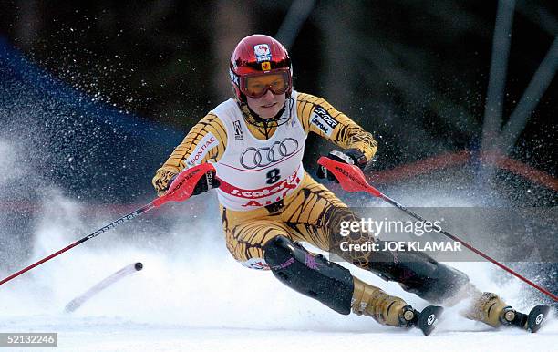 Italy: Canada's Brigitte Acton passes a gate during the Women's slalom combined first run at the World Ski Championships in St Caterina, 04 February...