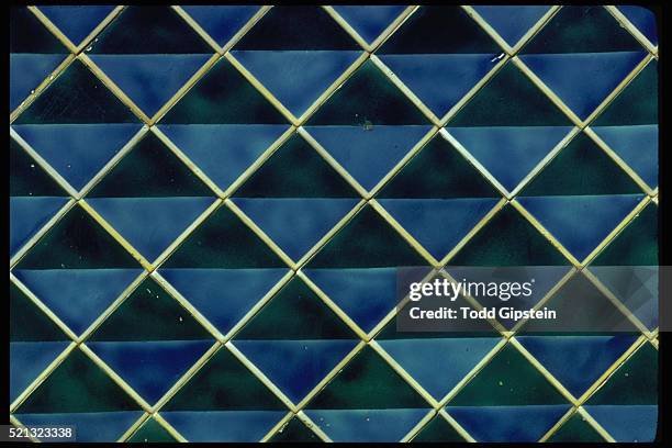 pattern of blue wall tiles - taormina detail stock pictures, royalty-free photos & images