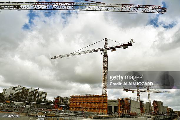 Photo taken on April 15, 2016 shows the building site of the "Hotel logistique Chapelle International", part of a new urban and logistical...