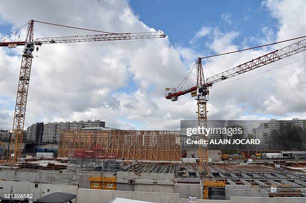 Photo taken on April 15, 2016 shows the building site of the "Hotel logistique Chapelle International", part of a new urban and logistical...